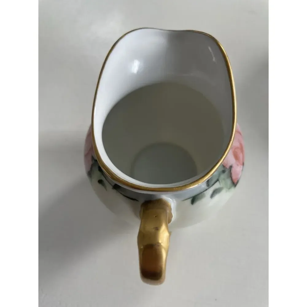 Vintage MZ Altrohlau CMR Czech Creamer Catchall Dish Set Deco Pink Blue Floral